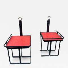 Jacques Adnet 1950s Stitched leather side tables by Jacques Adnet - 4368871