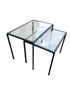 Jacques Adnet 1950s Stitched leather side tables by Jacques Adnet - 4479990