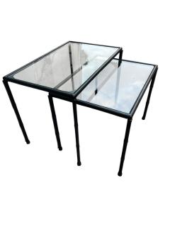 Jacques Adnet 1950s Stitched leather side tables by Jacques Adnet - 4483706