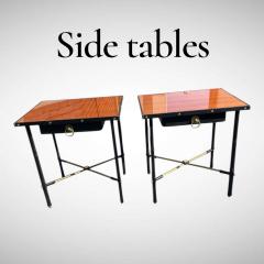Jacques Adnet 1950s Stitched leather side tables by Jacques Adnet - 4533300