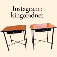 Jacques Adnet 1950s Stitched leather side tables by Jacques Adnet - 4533301