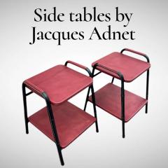 Jacques Adnet 1950s Stitched leather side tables by Jacques Adnet - 4567731