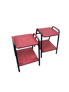 Jacques Adnet 1950s Stitched leather side tables by Jacques Adnet - 4567735