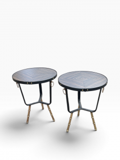 Jacques Adnet 1950s Stitched leather side tables by Jacques Adnet - 4771621