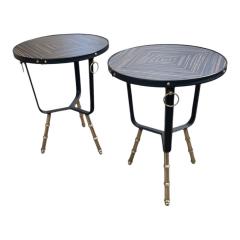 Jacques Adnet 1950s Stitched leather side tables by Jacques Adnet - 4772133