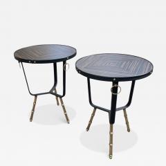 Jacques Adnet 1950s Stitched leather side tables by Jacques Adnet - 4772201