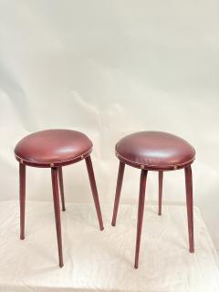 Jacques Adnet 1950s Stitched leather stools by Jacques adnet - 3323814