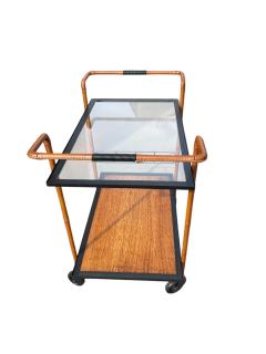 Jacques Adnet 1950s Stitched leather trolley by Jacques Adnet - 4615944