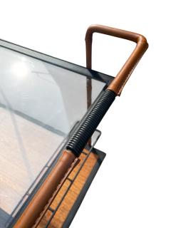 Jacques Adnet 1950s Stitched leather trolley by Jacques Adnet - 4615945