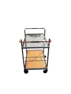 Jacques Adnet 1950s Stitched leather trolley by Jacques Adnet - 4615946
