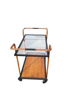 Jacques Adnet 1950s Stitched leather trolley by Jacques Adnet - 4615948