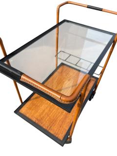 Jacques Adnet 1950s Stitched leather trolley by Jacques Adnet - 4615949