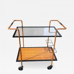 Jacques Adnet 1950s Stitched leather trolley by Jacques Adnet - 4616123