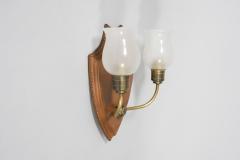 Jacques Adnet 1950s Stitched leather two lights sconces by Jacques Adnet - 2793748