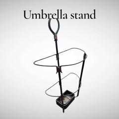 Jacques Adnet 1950s Stitched leather umbrella stand by Jacques Adnet - 4588995