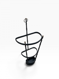 Jacques Adnet 1950s Stitched leather umbrella stand by Jacques Adnet - 4771646
