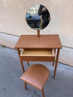 Jacques Adnet 1950s Stitched leather vanity by Jacques Adnet - 3672642