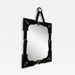 Jacques Adnet 1950s Stitched leather wall mirror by Jacques Adnet - 3855069