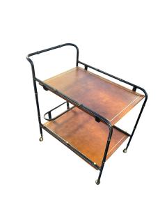 Jacques Adnet 1950s Stitched leatherbar cart by Jacques Adnet - 4719876