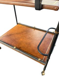 Jacques Adnet 1950s Stitched leatherbar cart by Jacques Adnet - 4719880