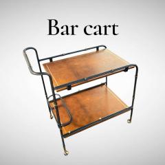 Jacques Adnet 1950s Stitched leatherbar cart by Jacques Adnet - 4719886