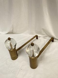 Jacques Adnet 1950s cristal ball andirons in the style of Jacques Adnet - 3866642