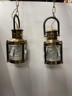 Jacques Adnet 1950s pair of stitched leather lanterns by Jacques Adnet - 3968750