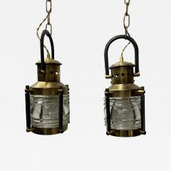 Jacques Adnet 1950s pair of stitched leather lanterns by Jacques Adnet - 3973343