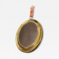 Jacques Adnet 1960s Brass and leather wall mirror in the manner of Jacques Adnet - 4533751