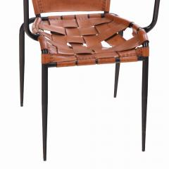 Jacques Adnet A Pair of French iron leather armchairs in manner of Jacques Adnet C 1950  - 4292551