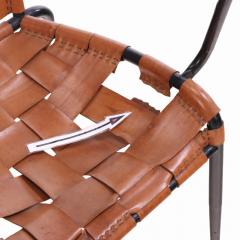 Jacques Adnet A Pair of French iron leather armchairs in manner of Jacques Adnet C 1950  - 4292552