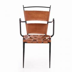 Jacques Adnet A Pair of French iron leather armchairs in manner of Jacques Adnet C 1950  - 4292554