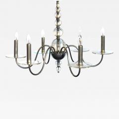 Jacques Adnet A Stylish French Art Deco Chrome Chandelier with Glass Spheres Jacques Adnet - 290637