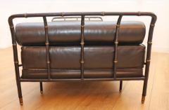 Jacques Adnet Daybed by Jacques Adnet Black Stitched Leather and Brass France 1950 - 3617158