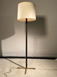 Jacques Adnet EXCEPTIONAL MID CENTURY LEATHER AND BRASS X BASE FLOOR LAMP - 2809862