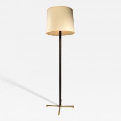 Jacques Adnet EXCEPTIONAL MID CENTURY LEATHER AND BRASS X BASE FLOOR LAMP - 2819894