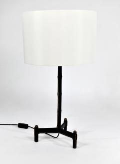 Jacques Adnet Elegant bcleck leather table lamp - 2174322