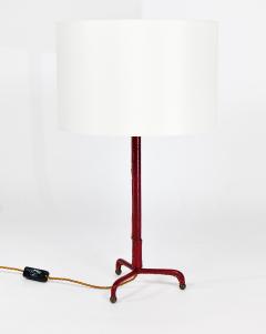 Jacques Adnet Elegant rede leather table lamp - 2174267