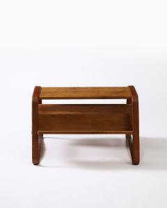 Jacques Adnet Elm and Leather Magazine Holder Side Table by Jacques Adnet France c 1960s - 3666300