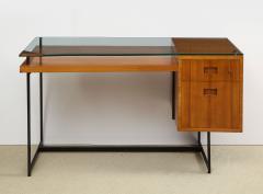 Jacques Adnet FRUITWOOD DESK WITH GLASS TOP BY ADNET - 1844933