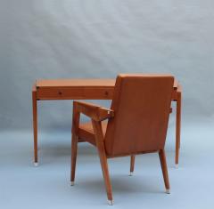 Jacques Adnet Fine French 1950s Leather Covered Desk and Chairs by Jacques Adnet - 3305605