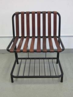 Jacques Adnet Four French Mid Century Modern Leather Strap Chairs Attributed to Jacques Adnet - 1590643