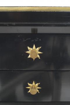 Jacques Adnet French 1940s Brass Mounted Black Lacquered Bureau Plat Writing Desk  - 436369