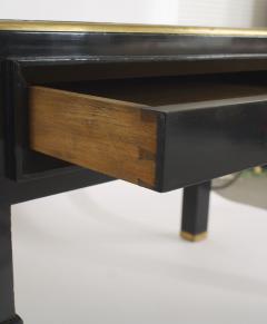 Jacques Adnet French 1940s Brass Mounted Black Lacquered Bureau Plat Writing Desk  - 436372