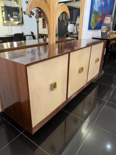 Jacques Adnet French Art Deco Parchment 3 doors sideboard att to Jacques Adnet - 3032605