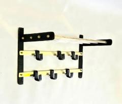 Jacques Adnet French Hand Stitched Leather Brass Coat and Hat Rack by Jacques Adnet 1955 - 4112076