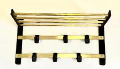 Jacques Adnet French Hand Stitched Leather Brass Coat and Hat Rack by Jacques Adnet 1955 - 4112077