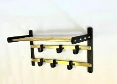 Jacques Adnet French Hand Stitched Leather Brass Coat and Hat Rack by Jacques Adnet 1955 - 4112093