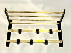 Jacques Adnet French Hand Stitched Leather Brass Coat and Hat Rack by Jacques Adnet 1955 - 4112094