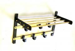 Jacques Adnet French Hand Stitched Leather Brass Coat and Hat Rack by Jacques Adnet 1955 - 4112096